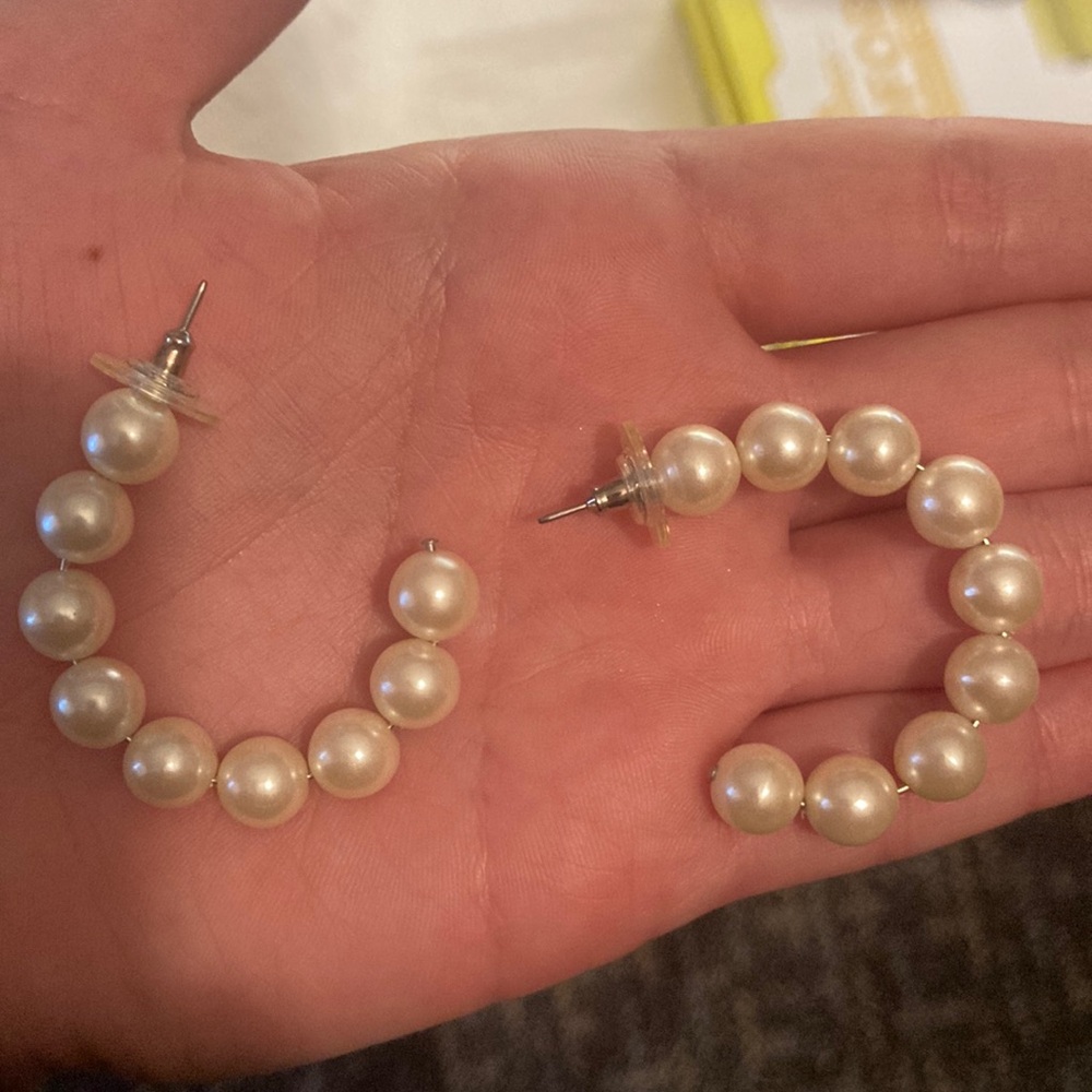 Vintage Two pearl half hoop earrings